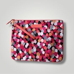 Vera Bradley Pixie Confetti Wristlet Pouch Tablet Beach Bag Coral Black Pink
